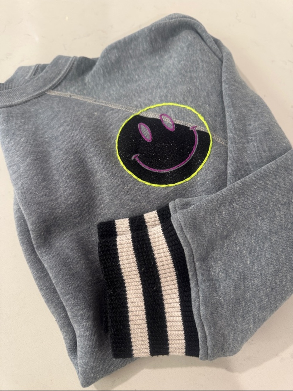 Aquarius Cocktail Repurposed Smiley Sweatshirt. M
